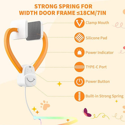 Interactive Cat Toys for Indoor Cats,Automatic Hanging Electric Cat Teaser,USB-Rechargeable,Enrichment Chase,Flying Bird Feather Mouse Wand,Safe Self Play for Bored Multi Cats Households