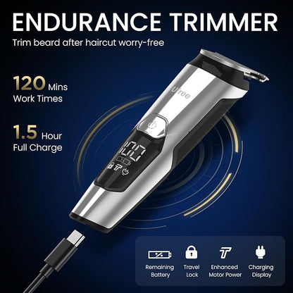 Ufree 3-in-1 Beard Trimmer Kit, Men's Electric Shaver Razor for Mustache Body Nose Facial Hair, Professional Hair Trimmer, Rechargeable Clippers, Waterproof Beard Grooming, Birthday Gifts for Men