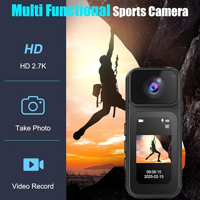 B-Qtech Mini Body Camera with Audio & Video Recording, Wearable Pocket Cam with Magnetic Lanyard, Portable Thumb-Size Action Camcorder for Outdoor Sport Bike Travel Pet Walking