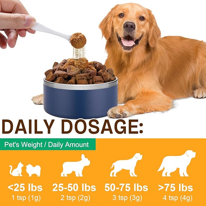 Mushroom Supplement Powder for Dogs & Cats, 2 Pack Turkey Tail Mushroom for Dog, Enriched with Antioxidants, Immune Support, Cellular Protection, Joint & Skin Support, Mushrooms Complex for Pets