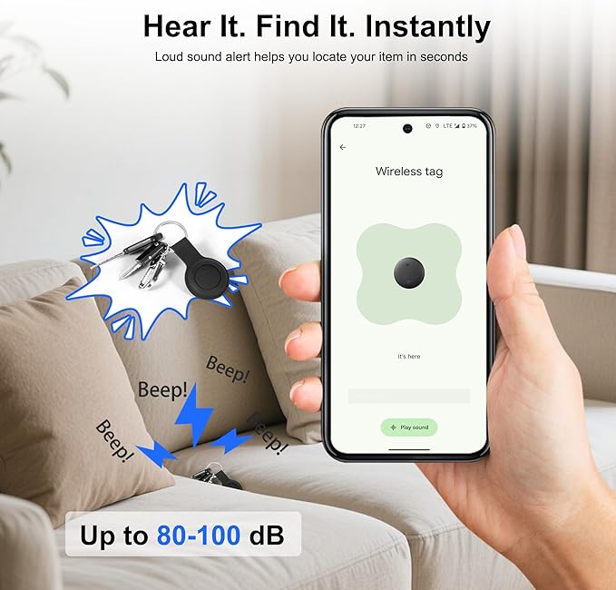 Android Tracker Tags, 4 Pack Google Certified Smart Tracker with Silicone Cases, Works with Google Find Hub for Keys, Luggage, Backpacks, Pets, IP67 Waterproof & Replaceable Battery (Android Only)