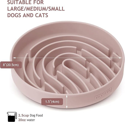 Coomazy Large Silicone Slow Feeder Dog Bowls, Interactive Puzzle Toy for Pets Food Training, Keeps Dogs Busy, Prevents Puppy Overeating (Dusty Pink, Large: 3.2Cup)