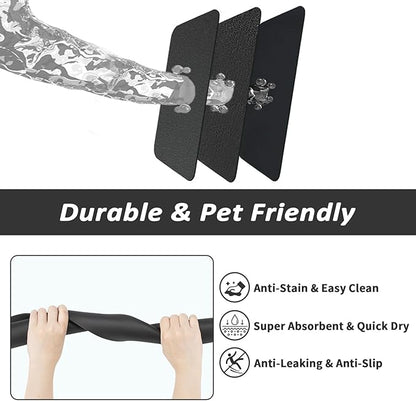 HotLive Dog Food Mat - Absorbent Cat Mat for Food and Water, No Stains Pet Feeding Bowl Mat, Easy to Clean Pet Placemats, Quick Dry Dog Water Dispenser Mat for Messy Drinkers | Black 12"x 19"