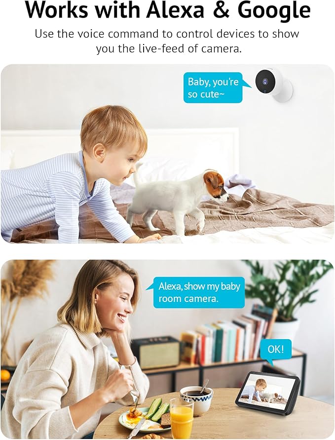 LaView 4MP 2K Cameras for Home Security Indoor, 5G& 2.4GHz Home Security Camera for Baby/Elder/Pet/Nanny,US Cloud Service,Compatible with Alexa iOS & Android