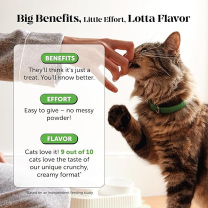 Cat Hairball Support Crunchy & Creamy Chews, Hairball Remedy Treats, Cat Furball Treatment, Supports Skin & Coat, Vitamins for Digestion, Chicken (30-Day Supply)