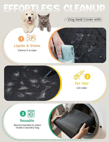 Lamicall Dog Car Seat Cover for Back Seat - [Upgraded Anti-Ripped] Back Seat Extender for Dogs Hard Bottom, Waterproof Dog Hammock for Car with Mesh Window, Pet Backseat Protector SUV & Small Truck L