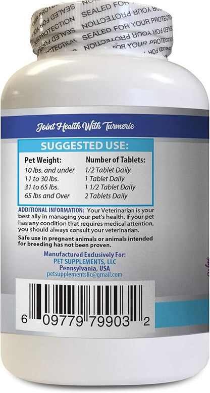 PET SUPPLEMENTS & NUTRITION LLC Dog Joint Relief - Joint Health with Turmeric - MSM - GLUCOSAMINE - Hip Support - Dog glucosamine chondroitin chewable - 60 Tablets (1 Bottle)