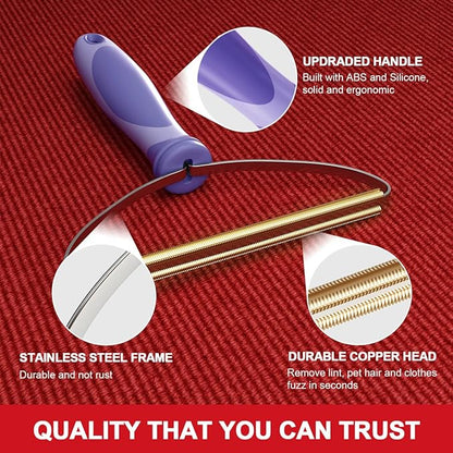 Pet Hair Remover, Dog Cat Hair Remover, Lint Cleaner Pro, Fur Removal Tool, Portable Carpet Scraper, Fuzz Rollers Hairball Shaver for Carpets, Car Mat, Couch, Pet Bed, Furniture & Rug (Purple, 2-Pack)
