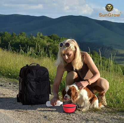 SunGrow Collapsible Dog Travel Bowls, 2 Portable Pet Travel Water and Feeding Bowls, Food-Grade Containers, Carabiner Clip for Easy Storage, Dishwasher-Friendly, Low Footprint, Feed Dog/Cat Anywhere