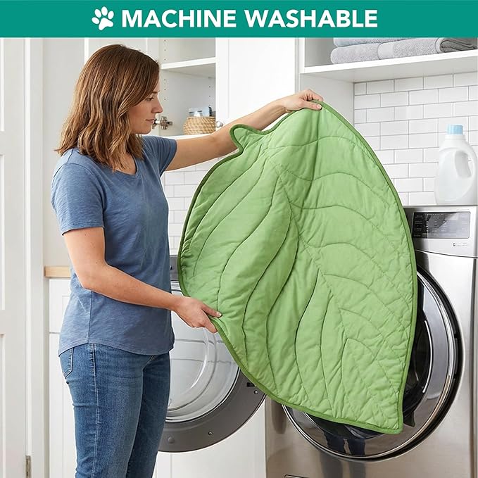 PetAmi Dog Cooling Mat, Leaf Shape, Reversible Cooling Nylon Blanket Soft Fleece Pet Pad for Dogs Cats, Summer All Season Use Q-Max>0.3, Medium 42x48 in, Sage Green
