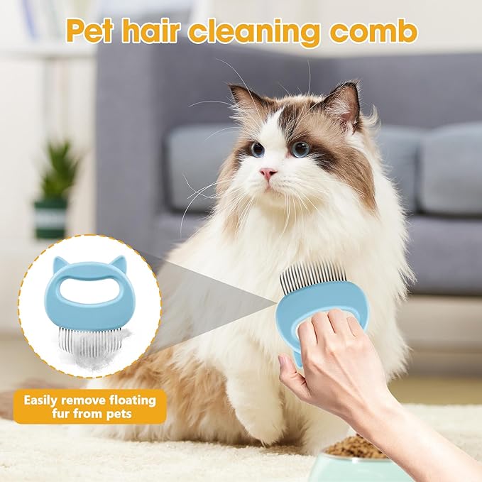 2 Pcs Black Double Sided Pet Hair Removal Gloves, Electrostatic Magic Brush Pet Hair Remover and Grooming Tool with Shell Comb for Dogs & Cats, Sofa, Bed, Car and Furniture