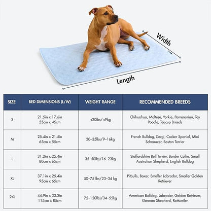 Spark Paws Cooling Mat for Dogs - Self Cooling Dog Mat & Pet Cooling Pad for Large, Medium & Small Dogs - Non-Toxic, Non-Gel Washable Cooling Bed - Hearts Blue - Size XXL