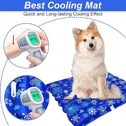 Dog Cooling Mat, 29.5" x 29.5" Cooling Mat for Dogs and Cats, Suitable for All Types of Pets, Durable Cooler Fabric for Better Cool Sensation, Keeping Pets Cool in Summer Heat (Snowflake)