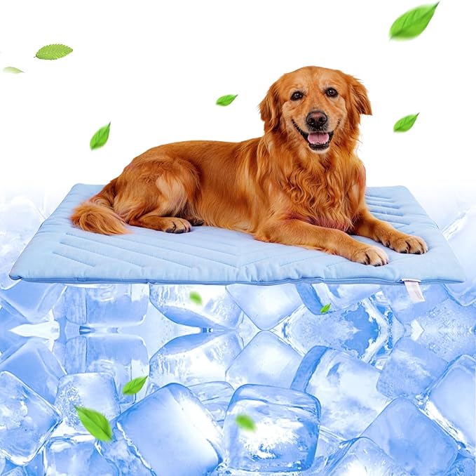 Dog Cooling Mat Self Coolings Foldable Cooling Pad for Dog in Summer Coolings Mat for Dogs and Cats Machine Washable (Rectangle,Blue, X-Large-59 L x 40" W)