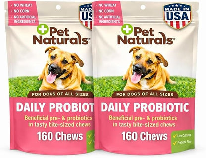 Pet Naturals Probiotics for Dogs – 320 Soft Chews, Digestive & Gut Health Dog Support with 120M CFUs + Prebiotics, Immune Support for Occasional Upset Dog Stomach, Duck Flavor, All Breeds