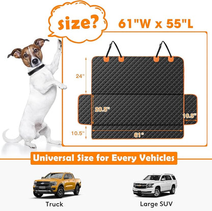 MIXJOY Truck Back Seat Cover for Dogs, Waterproof Pet Seat Covers for Trucks, Dog Cover for Truck Back Seat, Nonslip Pet Bench Seat Cover for Ford F150 F250 F350/Chevrolet Silverado/GMC/Ram
