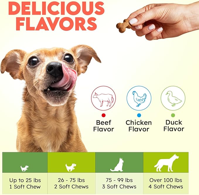 Collagen for Dogs - 150 Chews - Joint, Skin & Coat Supplement with Hyaluronic Acid, Eggshell Membrane & Vitamin C - Daily Hip & Joint Support for Senior Dogs & Puppies - Chicken