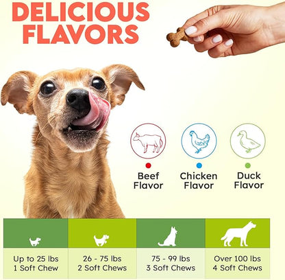 Collagen for Dogs - 150 Chews - Joint, Skin & Coat Supplement with Hyaluronic Acid, Eggshell Membrane & Vitamin C - Daily Hip & Joint Support for Senior Dogs & Puppies - Chicken