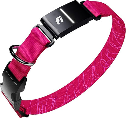 Fi New Series 3+ Smart Dog Tracker Collar [6 Month Membership Included] GPS Tracker for Dogs with Health & Behavior Monitoring, Escape Alerts, Waterproof, LED, Apple Watch Compatible (Pink, X-Large)