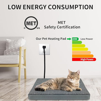 Heated Pet Beds for Indoor/Outdoor Cat & Dog Orthopedic Foam Warming Cat Beds Auto Temperature Control, Washable Cover with Waterproof Liner Thermo Kitty Electric Heating Bed
