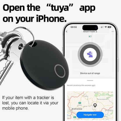 Tracker Tags 4 Pack, Luggage Tracking Tags Compatible with with TUYA APP,Both iOS and Android Compatible, Key Finder Locator with Sound,Smart Tag,Item Finder for Keys, Bags, Suitcases,Black and White