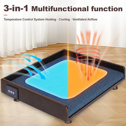 Smart Pet Bed with Powerful Downward Ventilation & Heating, Solid Wood Frame, Touch Control, 3-Speed Warmth & Cooling, Removable Heating Pad, 3-Color Ambient Light, All-Season Comfort for Cats & Dogs
