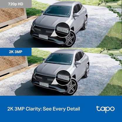 Tapo 2K Indoor/Outdoor Pan/Tilt Wired Security Camera - Baby Monitoring, Person & Baby Cry Detection, 360° Motion Tracking, Color Night Vision, Subscription-Free Local Storage or Optional Cloud, C217