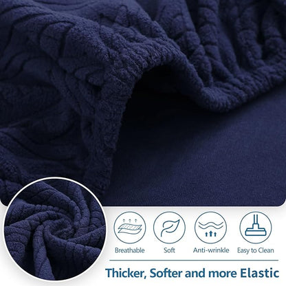 hyha Individual Couch Cushion Covers, Stretch Magic Sofa Seat Cushion Covers Washable, Dog Couch Sofa Slipcover for Pets, Kid with Elastic Bottom(Back Cover M, Navy)