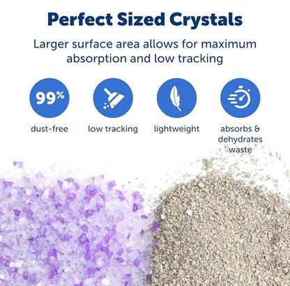 PetSafe ScoopFree Premium Crystal Cat Litter - Outperforms Clay Litter - Refill Packs - Reusable Tray Compatible - Lavender Scent - 4.3 lb Bags - 2 Pack