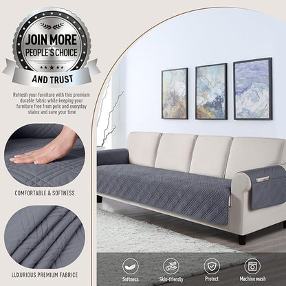 TAOCOCO Waterproof Oversized Couch Covers for Pets Dogs with Non Slip Backing, Sofa Seat Covers with Pocket for 4 Cushion Couch Washable Dog Couch Protector Sofa Slipcovers(Oversized Sofa, Dark Grey)