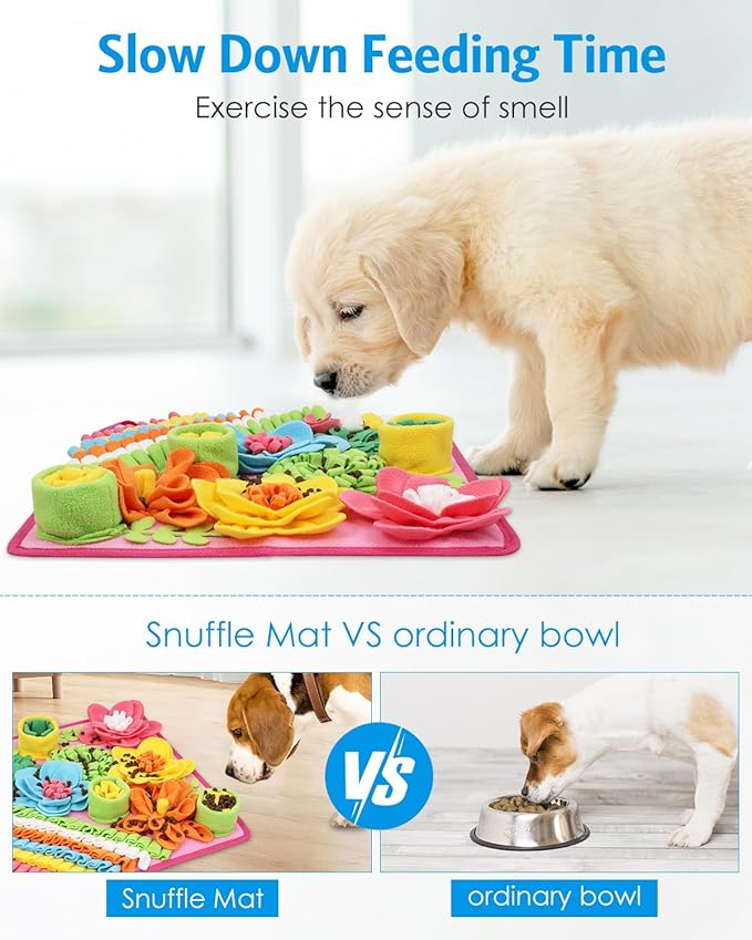 AMIR Snuffle Mat for Dogs, Interactive Feeding Puzzle Toy, Promotes Natural Foraging and Slow Eating, Reduces Stress and Enhances Training, 15-inch Dog Snuffle Mat