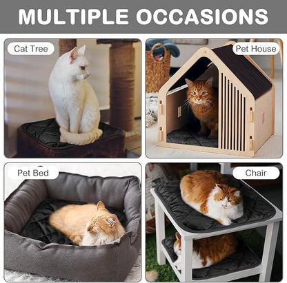 4 Pack Self Heating Cat Pad Self Warming Dog Mat Reflects Body Heat Extra Warm Thermal Pet Pad Washable Dog Cat Bed Crate Bed Mat Blanket(16 x 16 Inch,Black)