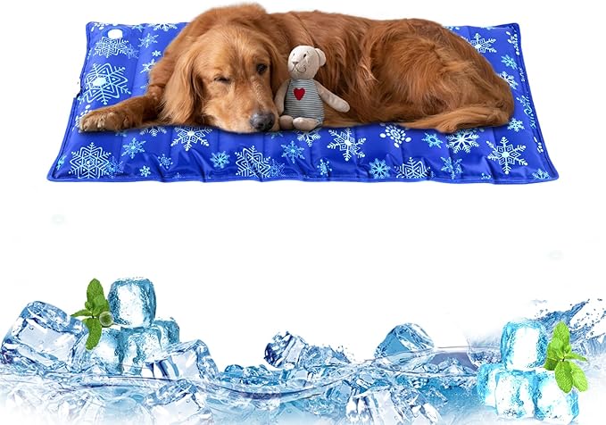 Dog Cooling Mat, 35.4" x 18.9", Cooling Mat for Dogs and Cats, Suitable for All Types of Pets, Durable Cooler Fabric for Better Cool Sensation, Keeping Pets Cool in Summer Heat (Snowflake)