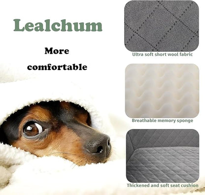 Lealchum Dog Car Seat for Medium/Large Dogs,2 Clip-On Safety Leashs for 2 Small Dogs,Removable and Washable Comfy Pet Car Seat,Easy to Install and Clean (Black/Red, Large)
