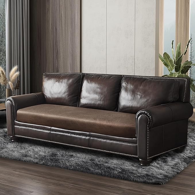 ANARACHON Leather Look Couch Cushion Covers Sofa Seat Slipcovers Sets Couches Furniture Protector for Sectional Armchair Loveseat Pets Kids Stretch Spandex Fabric (1 Cushion Sofa, Light Brown)