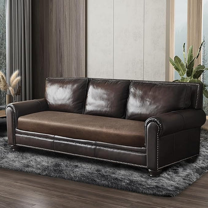 ANARACHON Leather Look Couch Cushion Covers Sofa Seat Slipcovers Sets Couches Furniture Protector for Sectional Armchair Loveseat Pets Kids Stretch Spandex Fabric (1 Cushion Sofa, Light Brown)