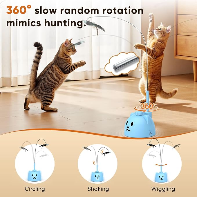 CATPICK Interactive Cat Toys for Indoor Cats Automatic Electric Flying Bird Feather Cat Toy - Best Kitten & Adult Cat Enrichment Toy Stick-on Hanging Electric Kitty Toys for Bored Cats
