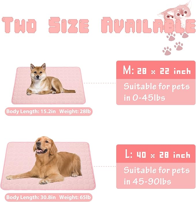 2026 Upgraded Washable Dog Cooling Mat Ice Silk Cooling Mat for Dogs Pet Self Cooling Pad Blanket Dog Cooling Pad (Q-Max>0.4) for Indoor & Outdoor Car Seats (Pink, 28x22 in)