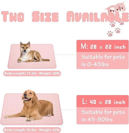 2026 Upgraded Washable Dog Cooling Mat Ice Silk Cooling Mat for Dogs Pet Self Cooling Pad Blanket Dog Cooling Pad (Q-Max>0.4) for Indoor & Outdoor Car Seats (Pink, 28x22 in)