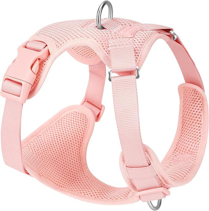 No Pull Dog Harness for Small Medium Large Dogs - Adjustable 2 Layer Mesh Dog Vest with Dual Clip, Escape Proof, Quick Release, Lightweight Breathable Mesh for Walking Hiking (Light Pink,S)