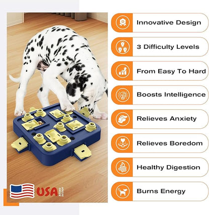 KADTC Dog Chess Puzzle Toy, Large Size, 3 Levels of Step-by-Step Challenge Beginner to Advanced Slow Feeder & Mental Stimulation for Smart Dogs Enrichment Toys