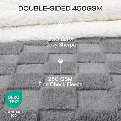 Luciphia Waterproof Dog Blanket, Leakproof Medium Pet Blanket for Couch Sofa Bed Furniture Cover Protector, Washable Soft Sherpa Fleece with 3D Jacquard, Cozy Calming Reversible, Gray White, 57"x40"
