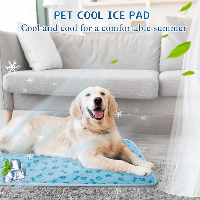 SHEJIZE Dog Cooling Mat Outdoor Cooling Pad for Dogs (Not Water-Filled), Washable Dog Crate Pad with Q-Max>0.4 Instant Chill, Pet Cooling Mat for Large Breeds, Portable for Dog Crate Mat/Car/Yard