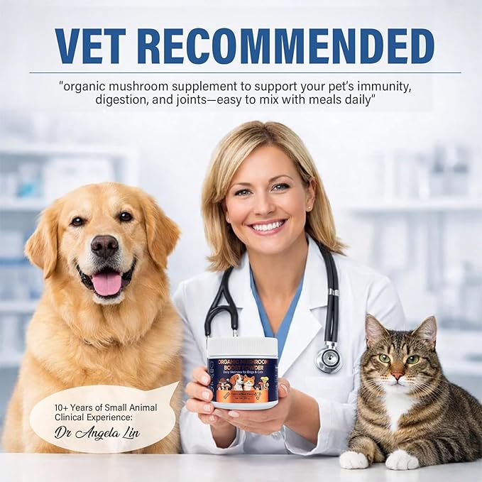 Mushroom Powder for Dogs & Cats, 11 Mushroom Complex with Turkey Tail, Lion’s Mane, Chaga, Lipoma for Cats, Partner Guard for Dogs Lumps and Bumps