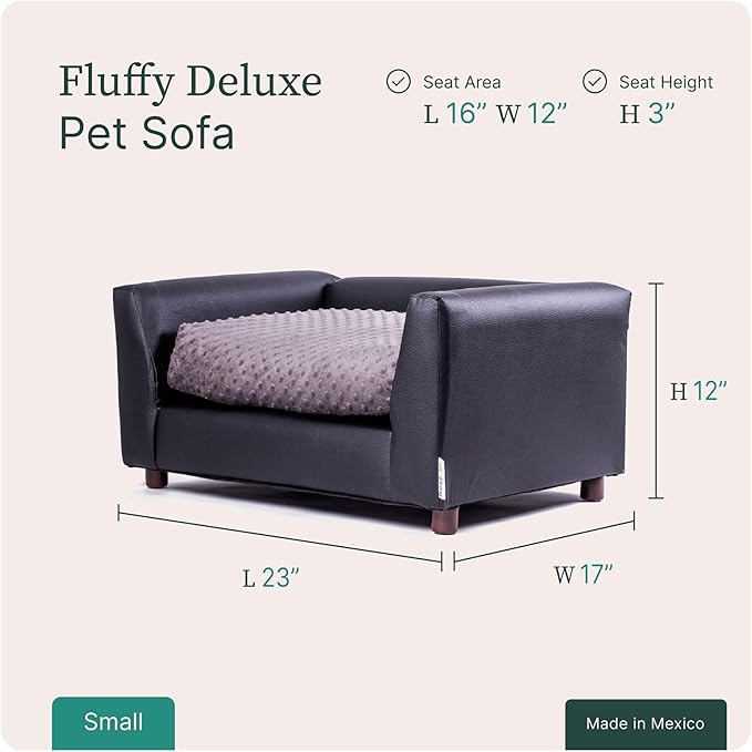 Keet Fluffy Deluxe Pet Bed, Sofa Charcoal, Small