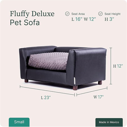 Keet Fluffy Deluxe Pet Bed, Sofa Charcoal, Small