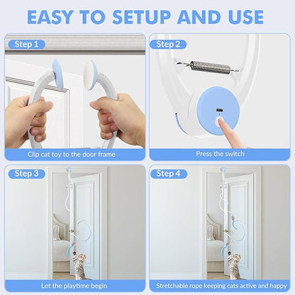 Wortade Interactive Cat Toys for Indoor Cats, Automatic Electric Flying Bird Feather Wand Toy, Rechargeable Electric Exercise Feather Toy for Bored Kittens and Adult Cats, Light Blue