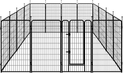 Amazon Basics Dog Playpen, 16 Panels Metal Fence with Door, Foldable for Indoor and Outdoor Use, Suitable for Small to Medium Sized Dogs, 42 Inch Height, Black