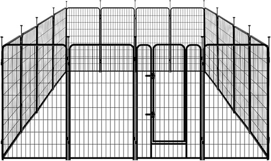 Amazon Basics Dog Playpen, 16 Panels Metal Fence with Door, Foldable for Indoor and Outdoor Use, Suitable for Small to Medium Sized Dogs, 42 Inch Height, Black