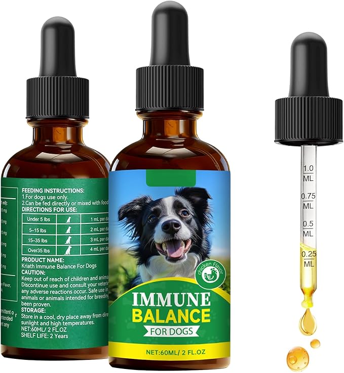 Dog Immune Support for Gut Health, Histamine Balance & Skin Soothe, an Animal Essentials Critical Immune Defense Dogs with Easy Feeding-2FL.OZ